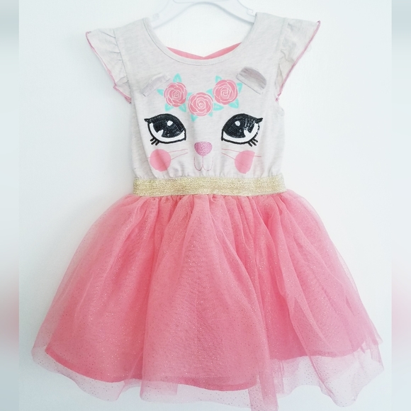 Little Lass Kitty Cat Print Peach Tutu Skirt Dress Size 3T - Picture 5 of 12